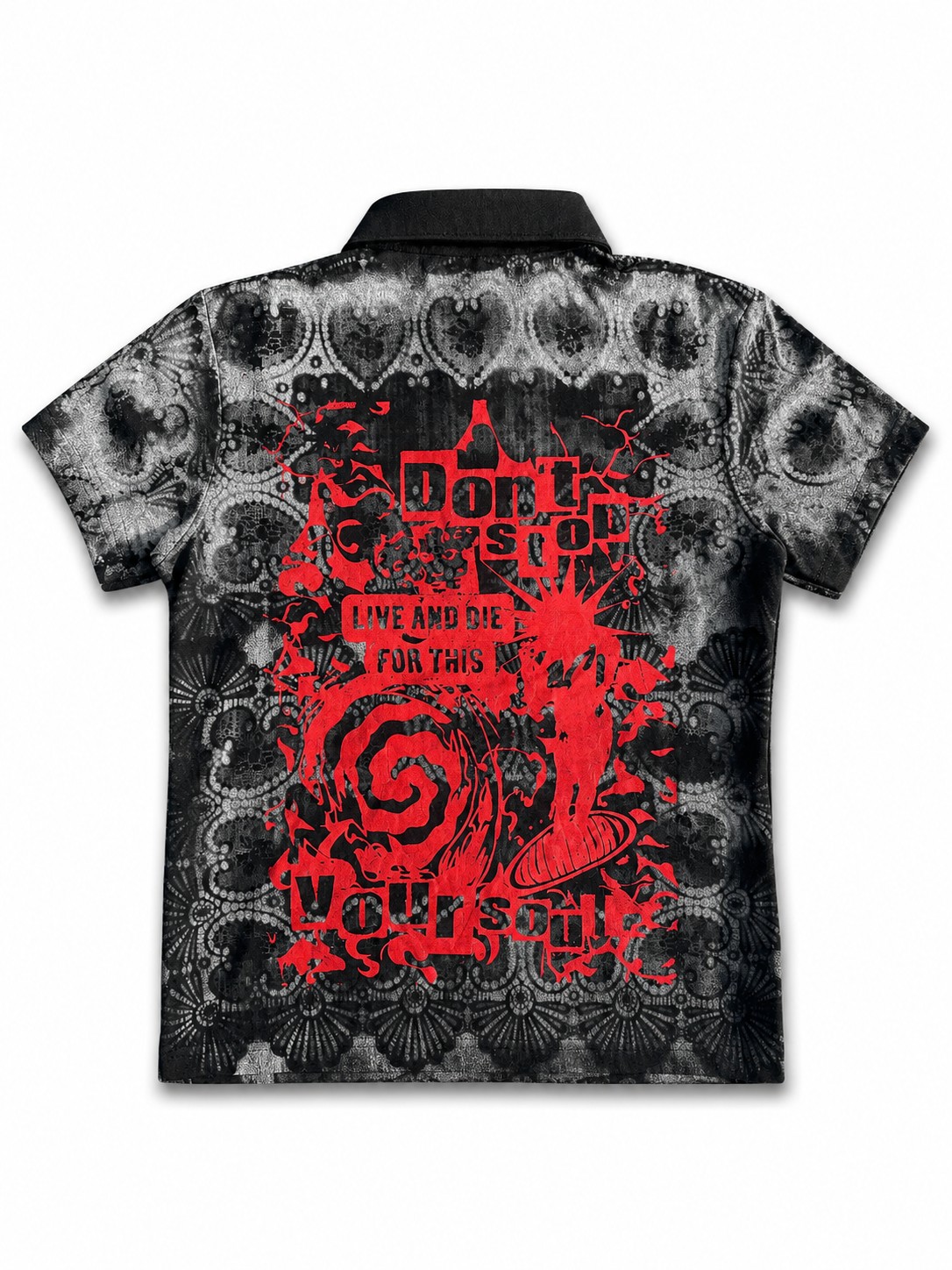 Dumbdry black and red patterned polo back