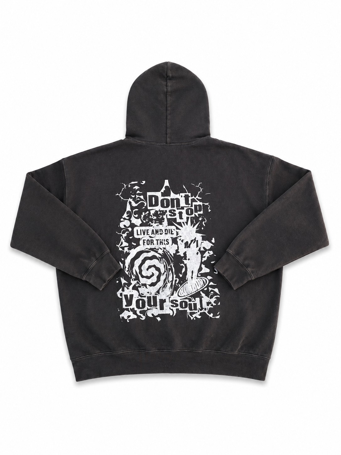 Dumbdry black washed hoodie back
